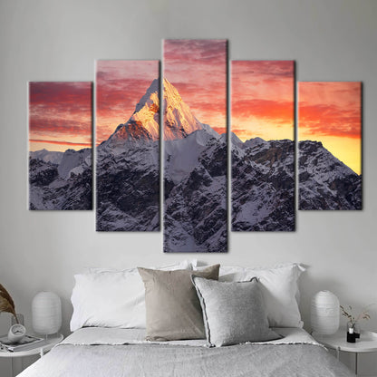 Ama Dablam Peak Wall Art: Nepal Sunrise Landscape Canvas Print