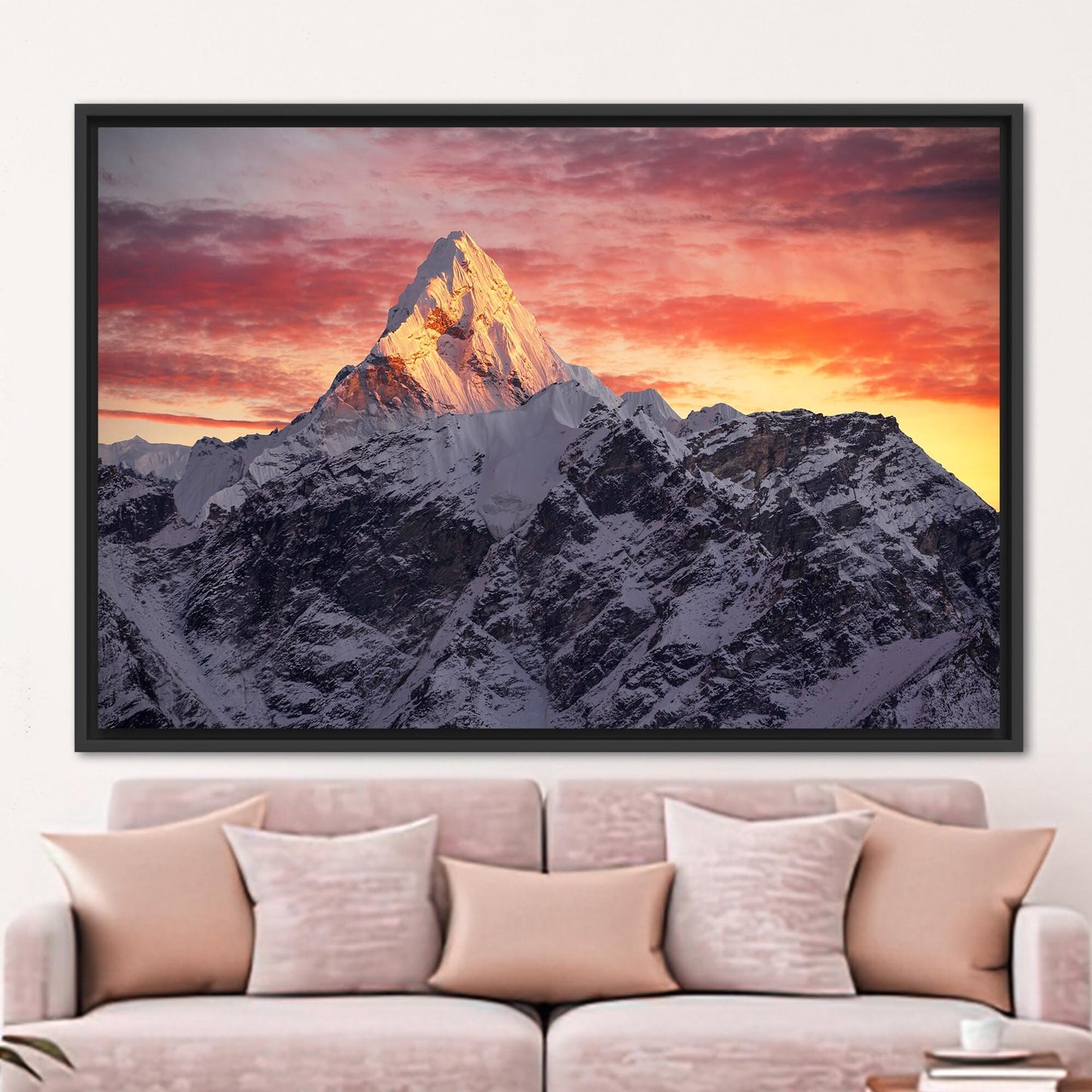 Ama Dablam Peak Wall Art: Nepal Sunrise Landscape Canvas Print