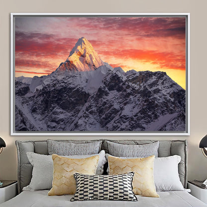 Ama Dablam Peak Wall Art: Nepal Sunrise Landscape Canvas Print