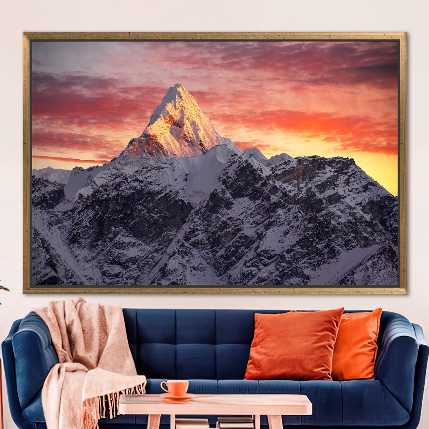 Ama Dablam Peak Wall Art: Nepal Sunrise Landscape Canvas Print