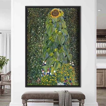 Green Gustav Klimt's Sunflower Canvas Print