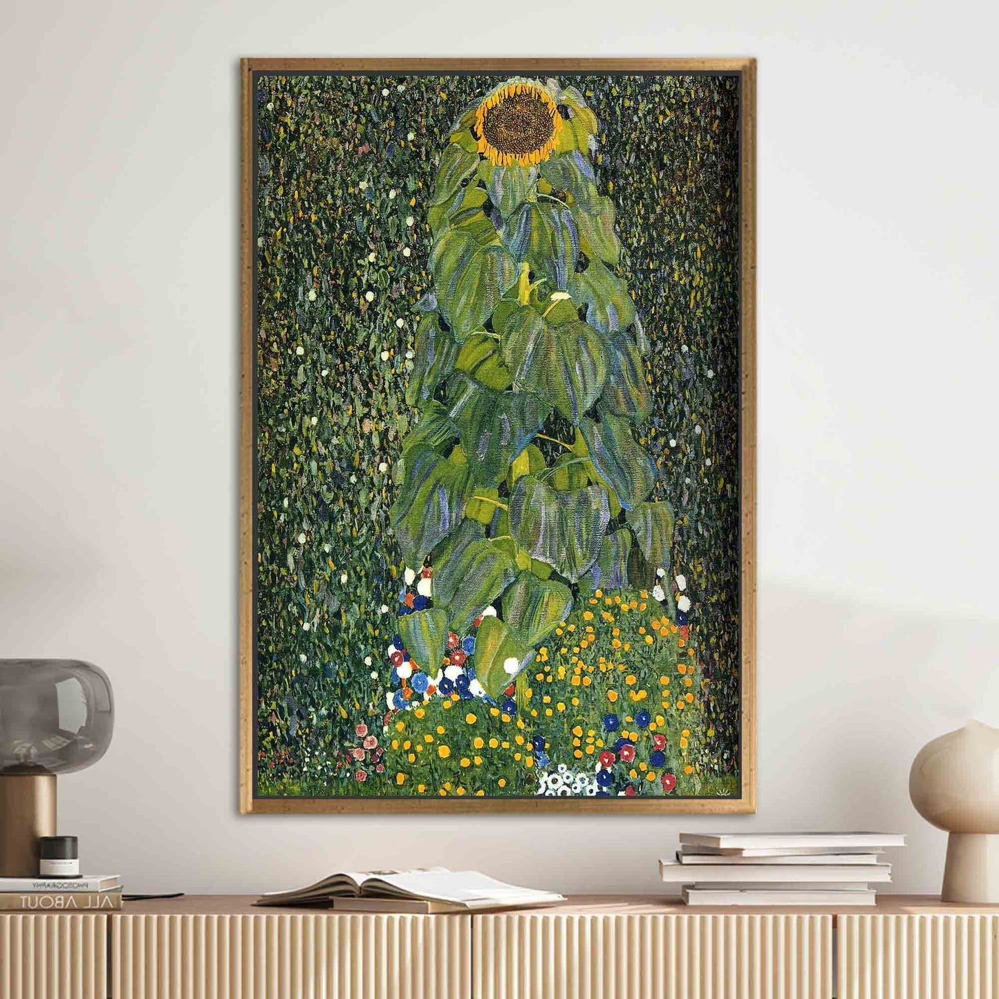 Green Gustav Klimt's Sunflower Canvas Print