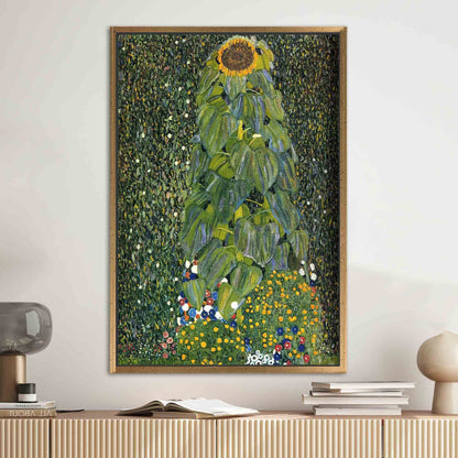 Green Gustav Klimt's Sunflower Canvas Print