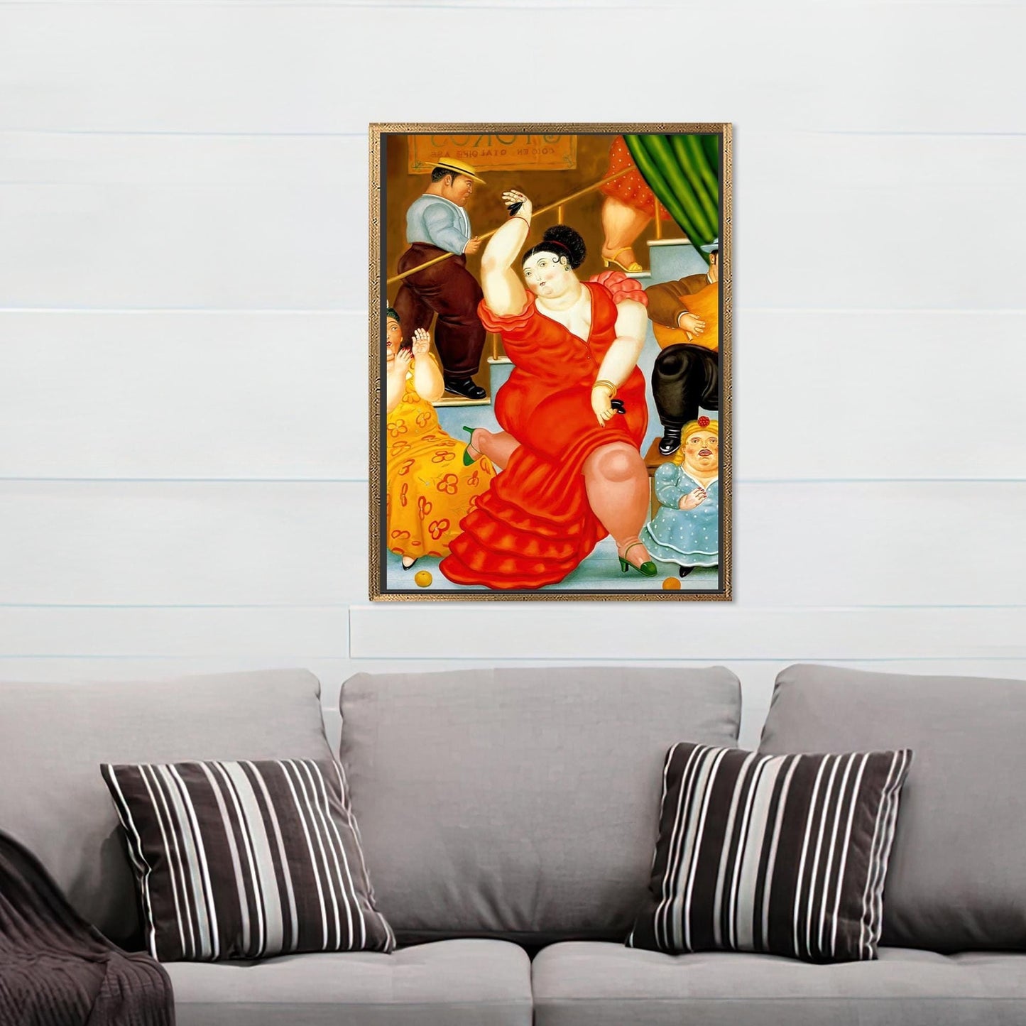 Fernando Botero Dancing Woman 3D Printed Canvas, Abstract Wall Art, Personalized Wedding Gift