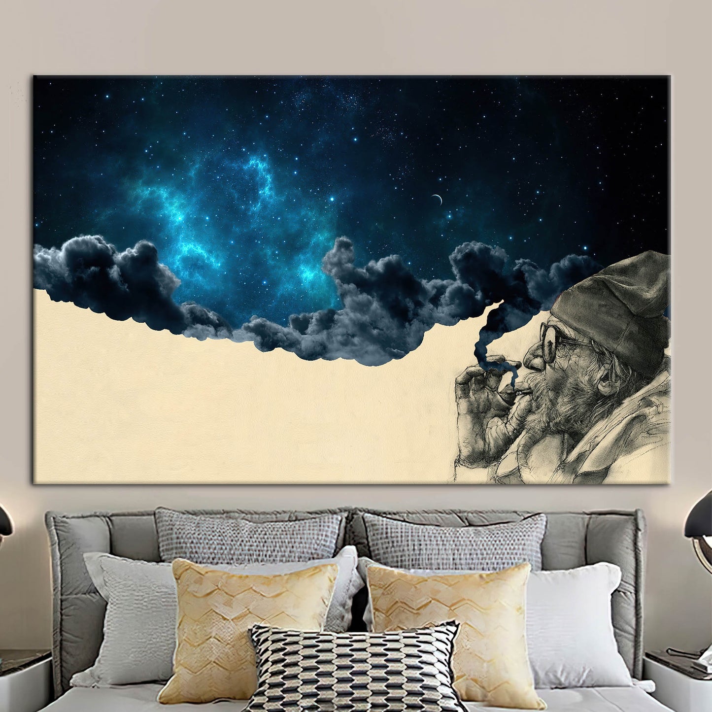 Surreal Smoking Out Space Abstract Canvas Print