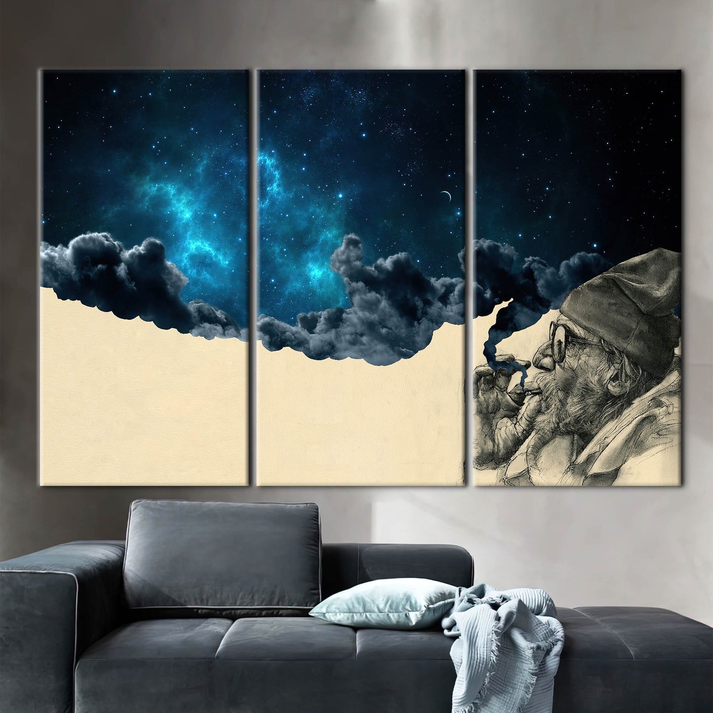 Surreal Smoking Out Space Abstract Canvas Print