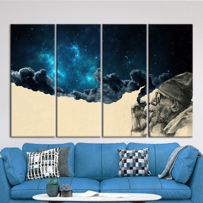Surreal Smoking Out Space Abstract Canvas Print