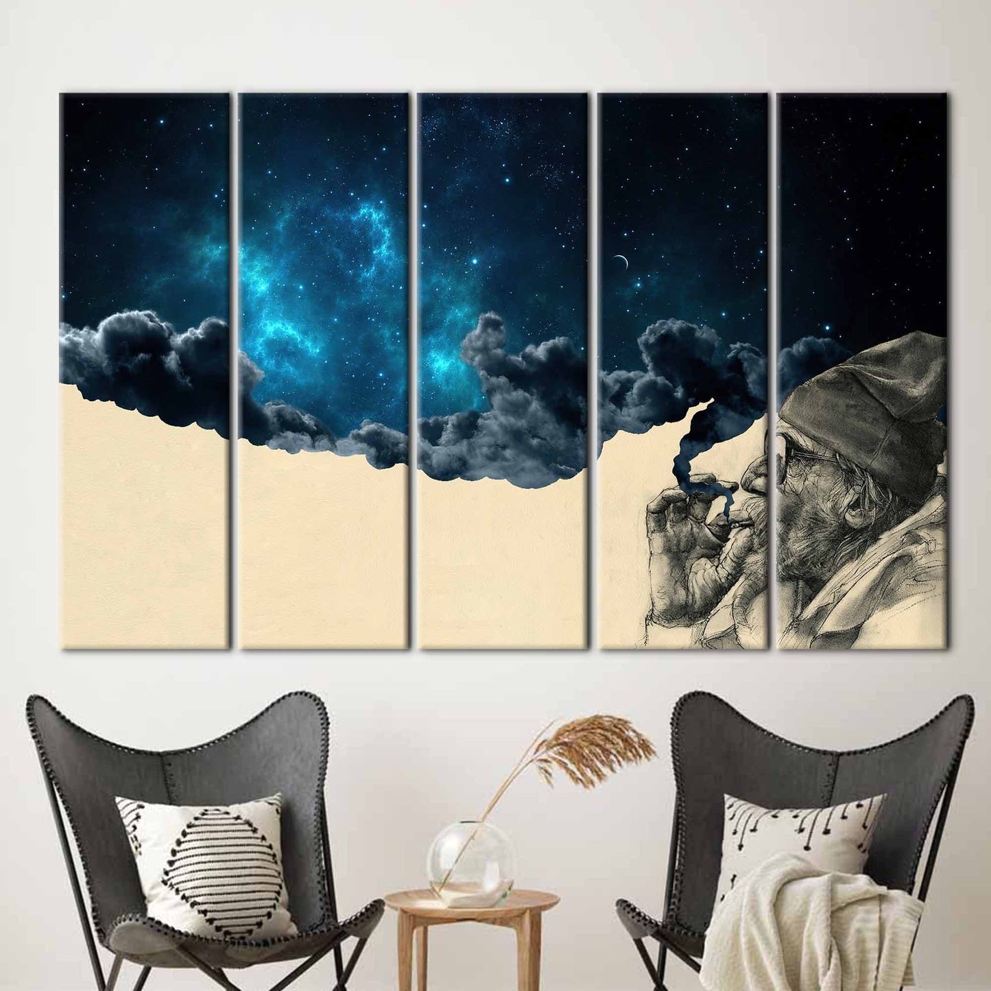 Surreal Smoking Out Space Abstract Canvas Print