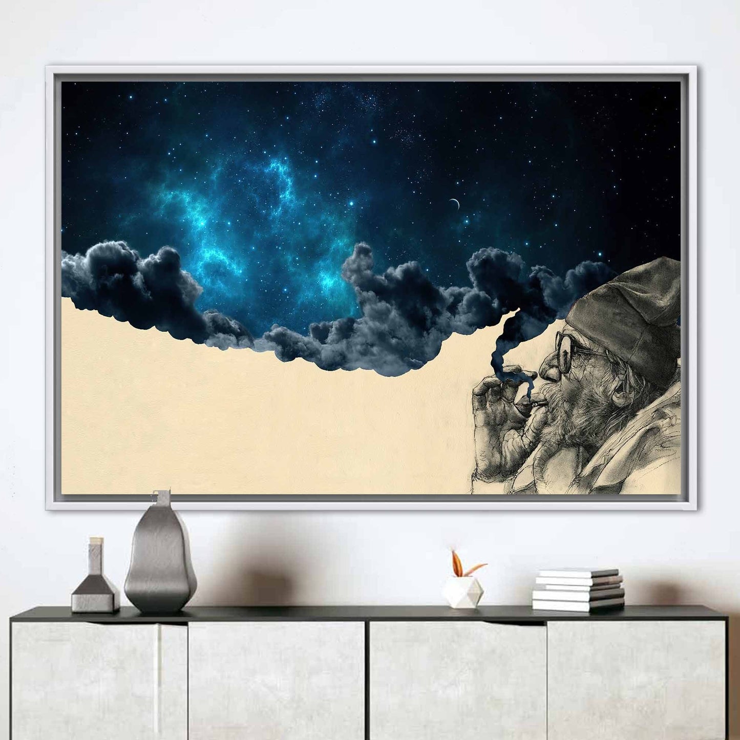Surreal Smoking Out Space Abstract Canvas Print