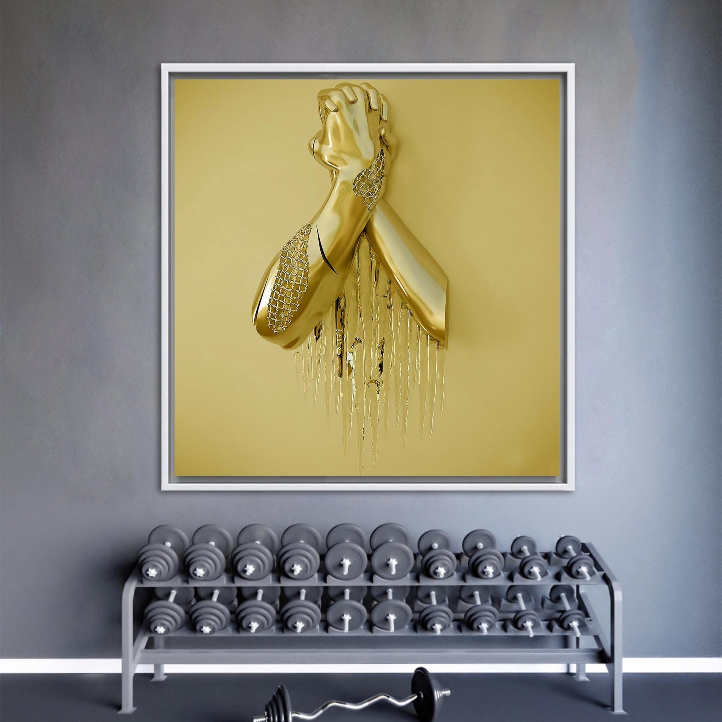 3D Gold Metallic Abstract Hand Canvas Print