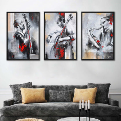 Jazz Musician Set 3 Abstract Canvas Print