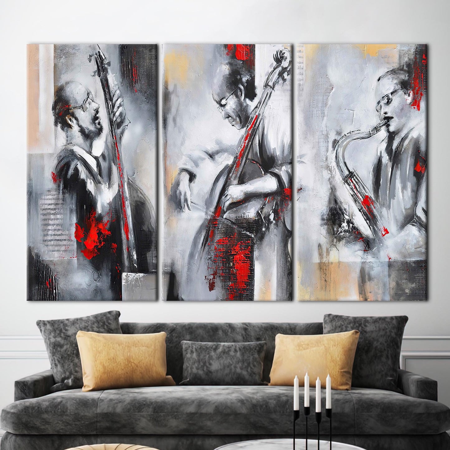 Jazz Musician Set 3 Abstract Canvas Print