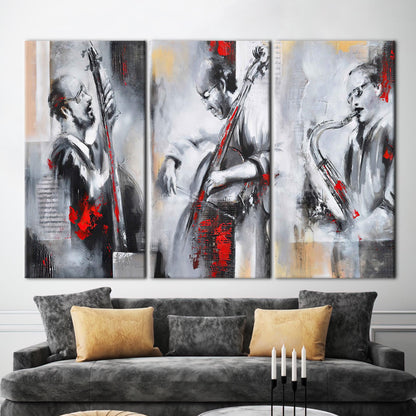 Jazz Musician Set 3 Abstract Canvas Print
