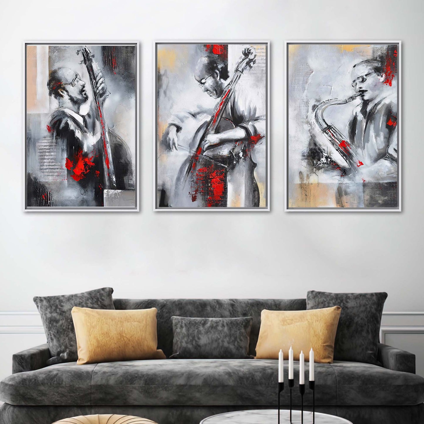 Jazz Musician Set 3 Abstract Canvas Print
