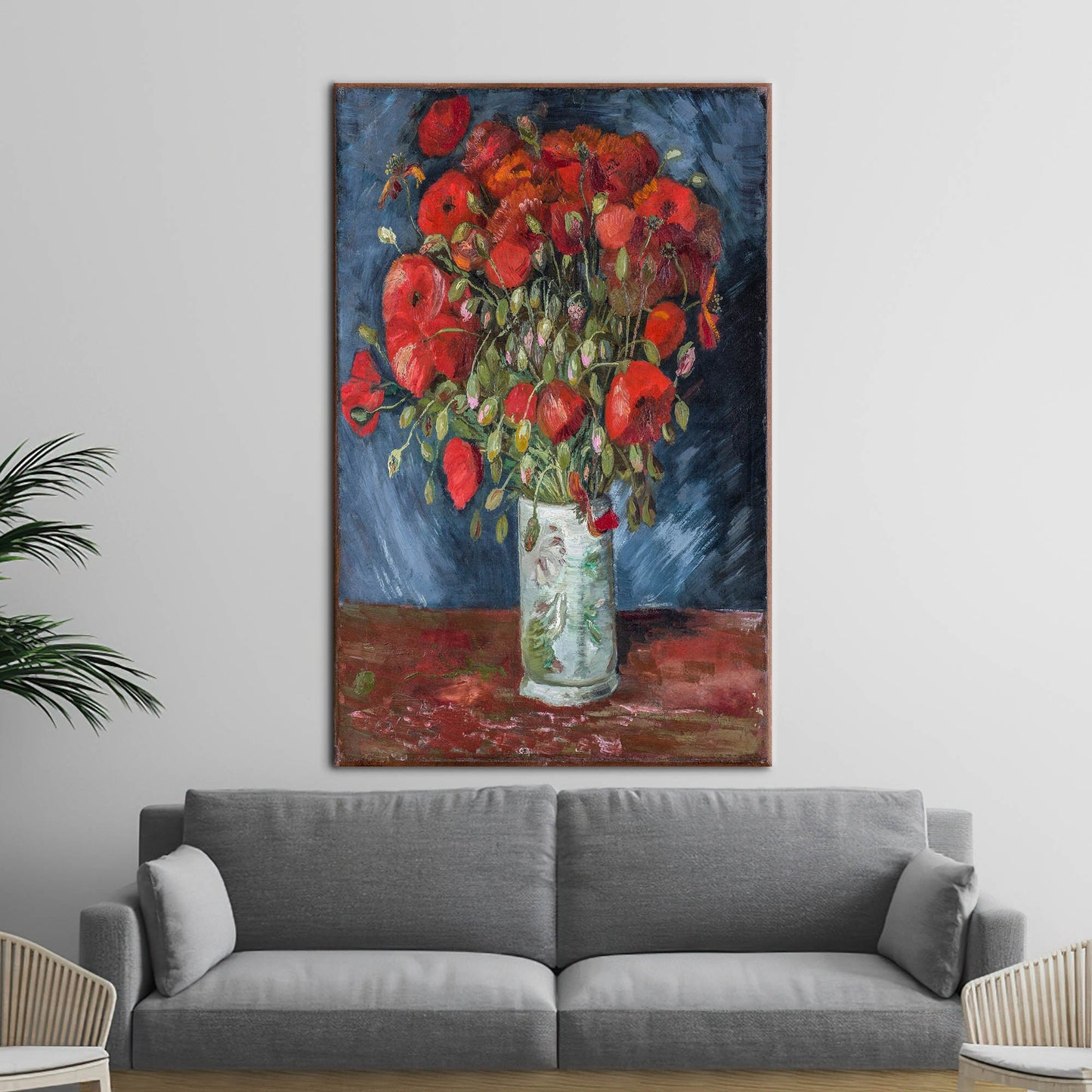 Red Floral Van Gogh Poppies Canvas Print