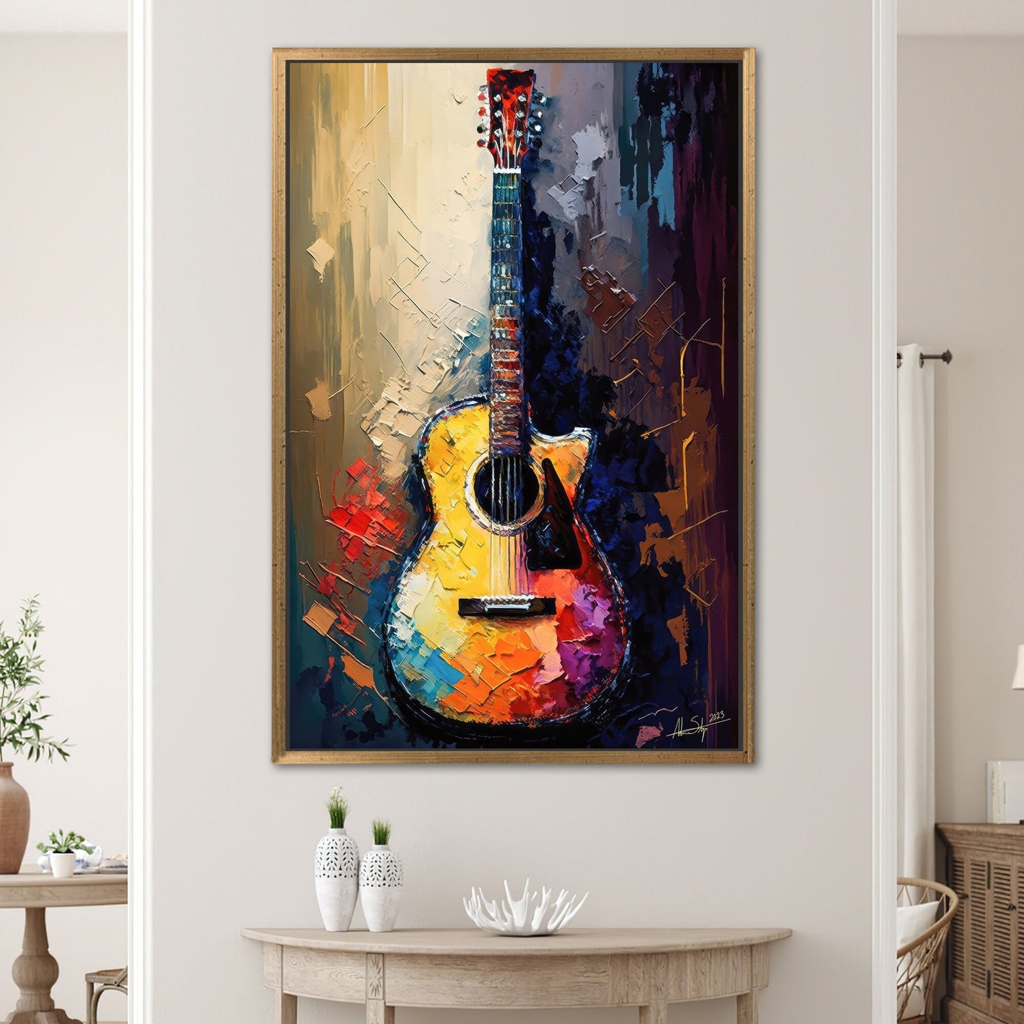 Guitar Painting Guitarists Valentine's Day Canvas Print