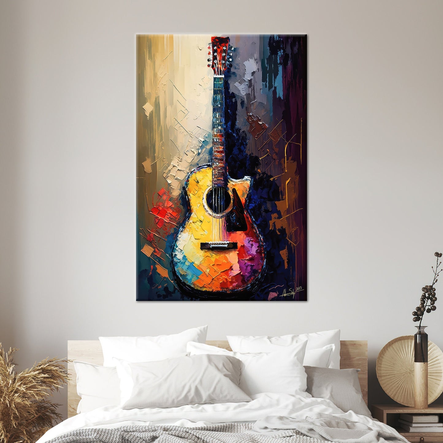 Guitar Painting Guitarists Valentine's Day Canvas Print