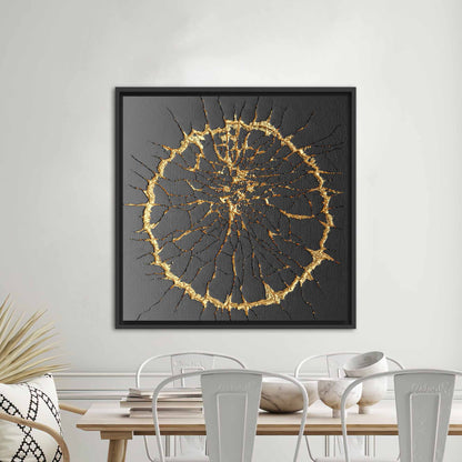 Kintsugi 3D Black and Gold Canvas Print
