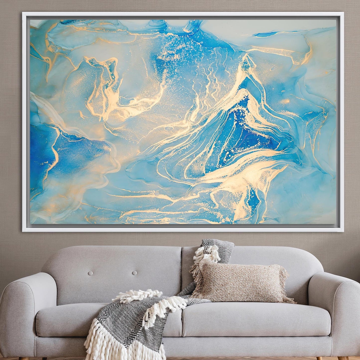 Blue Marble Gold Shimmery Canvas Print