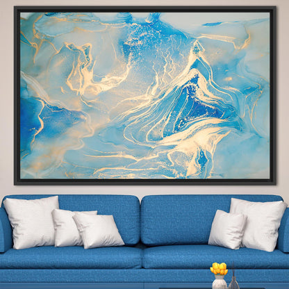 Blue Marble Gold Shimmery Canvas Print