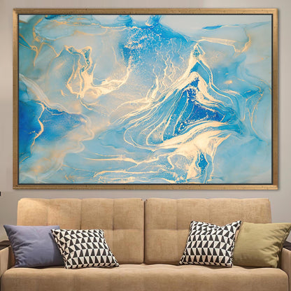 Blue Marble Gold Shimmery Canvas Print