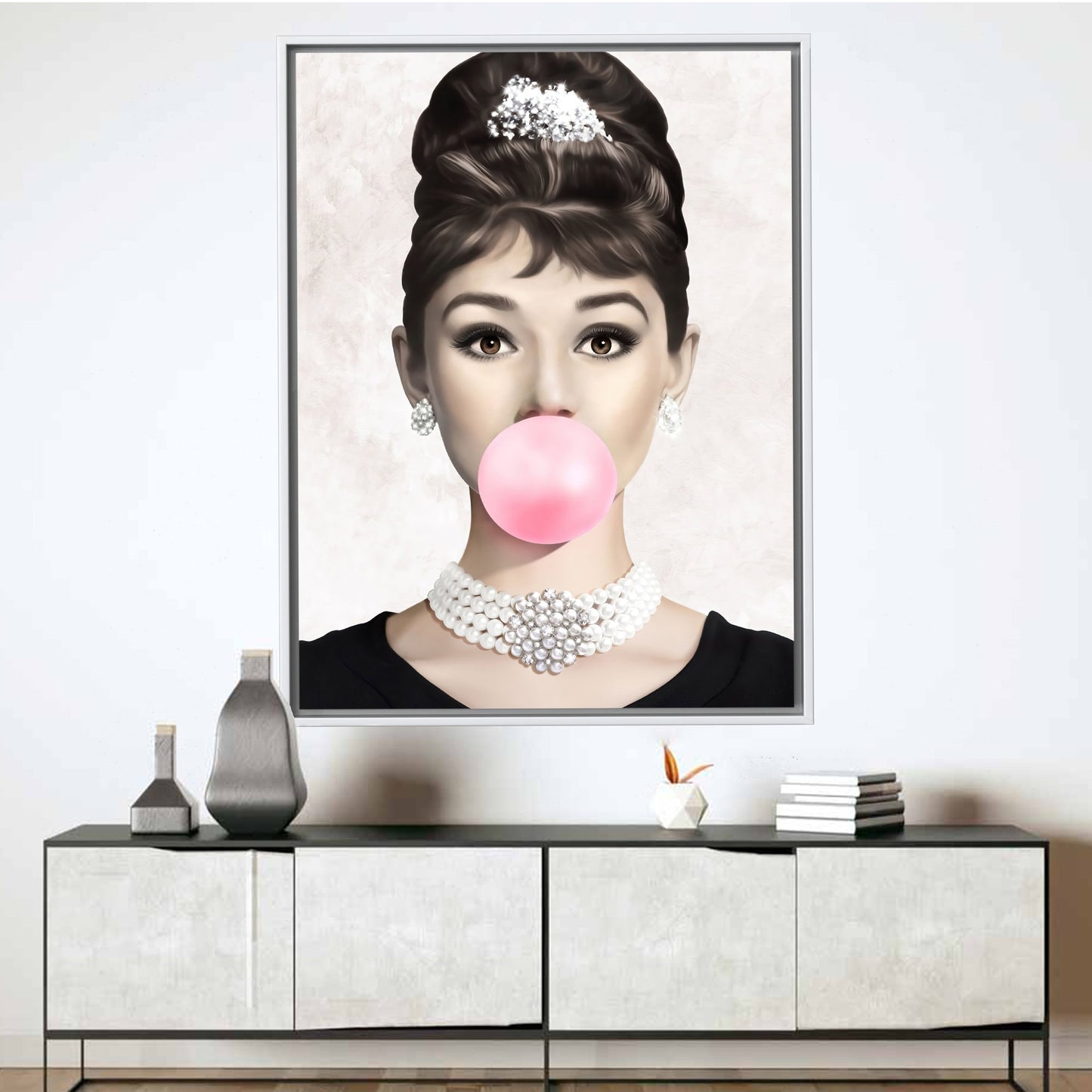 Audrey Hepburn Bubble Gum Canvas Print