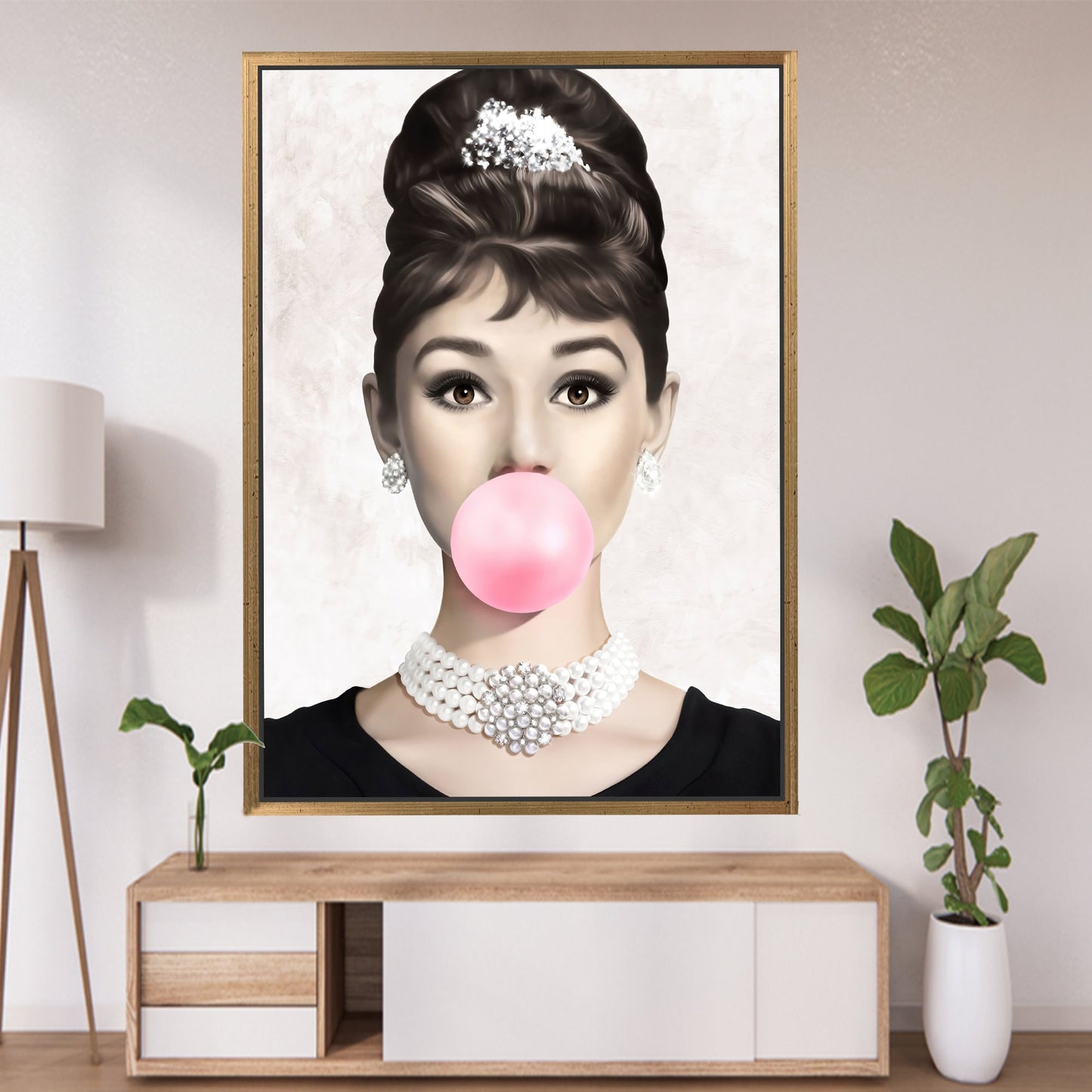 Audrey Hepburn Bubble Gum Canvas Print