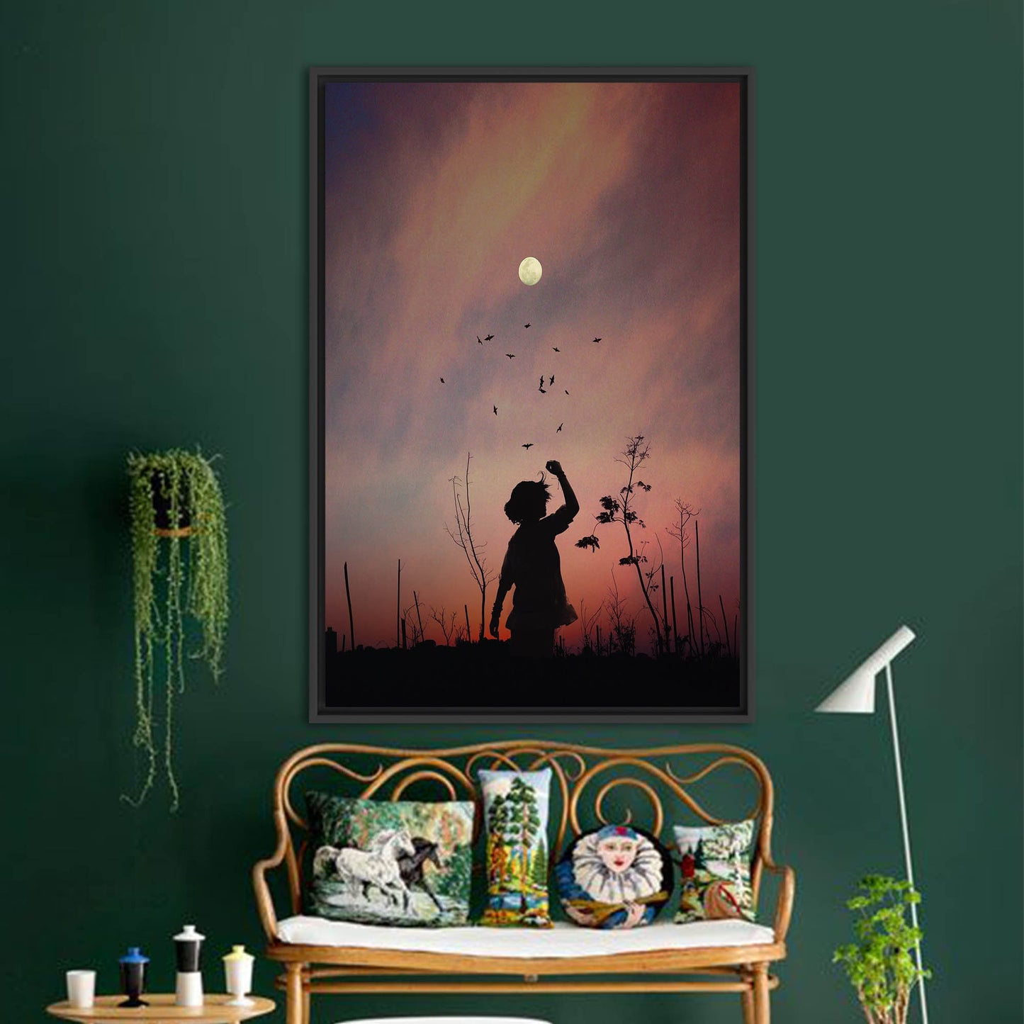 Sky Sunset and Moon Landscape Canvas Print