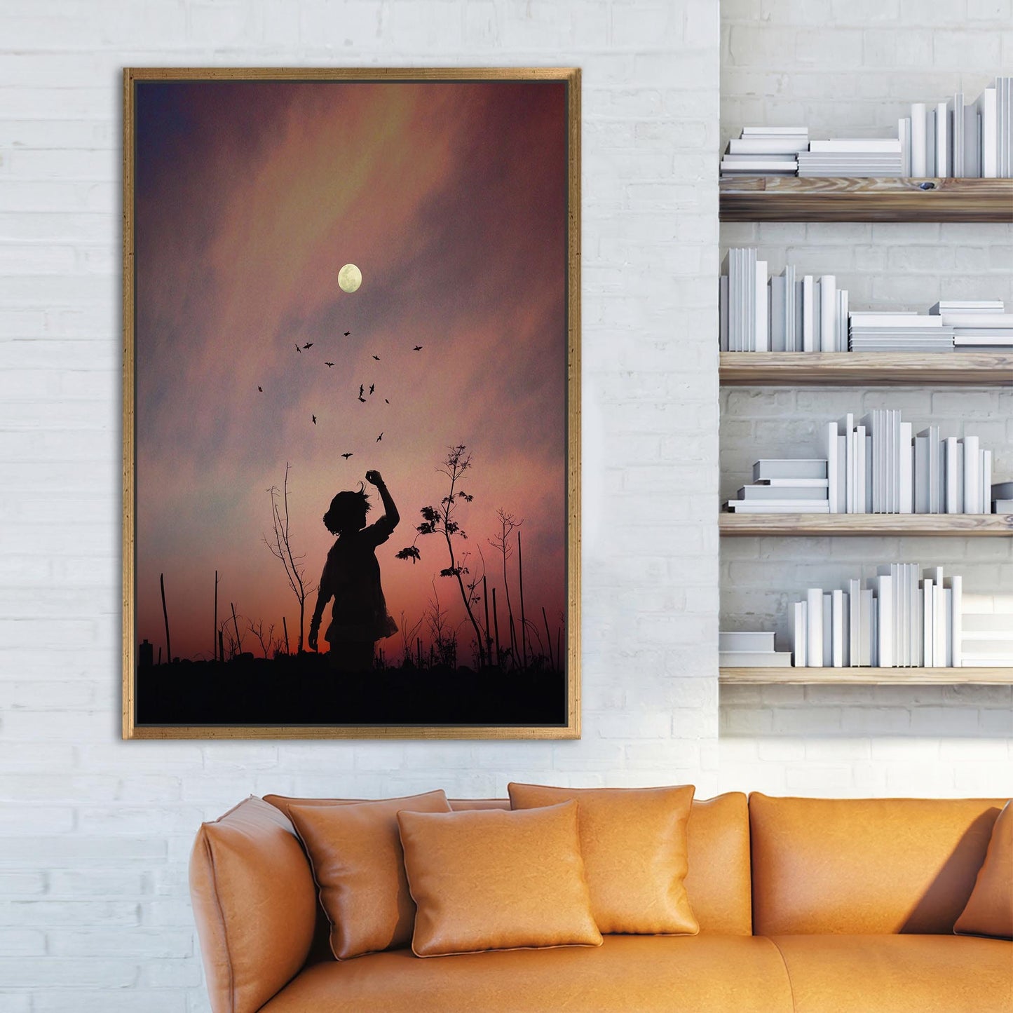 Sky Sunset and Moon Landscape Canvas Print