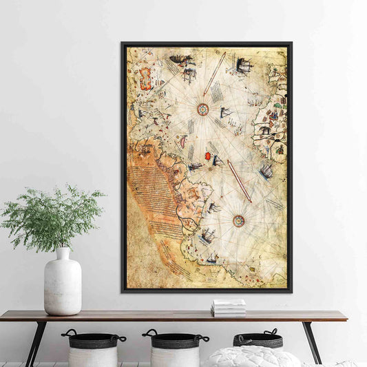 Piri Reis Map Antique Vintage Canvas Print
