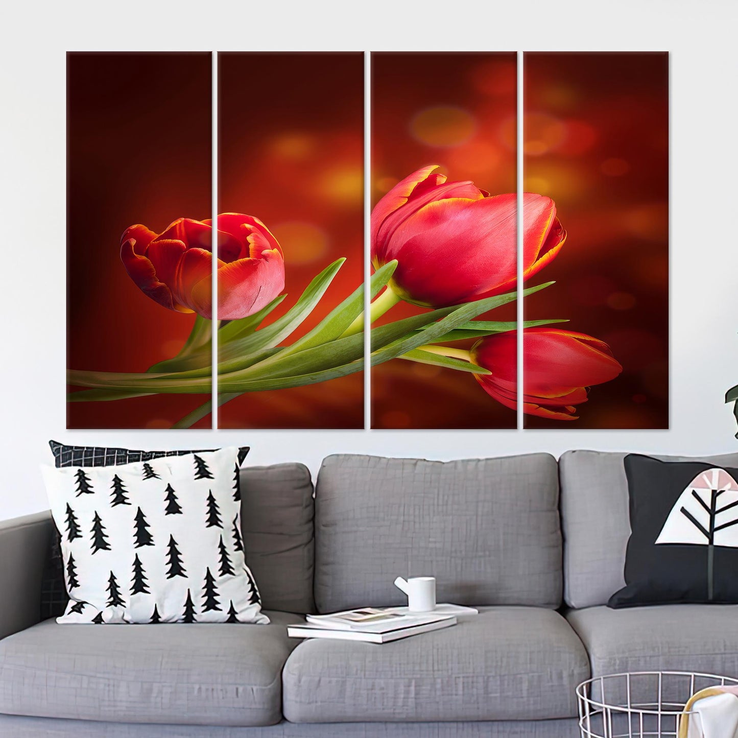 Red Tulip Lover Botanical Canvas Print