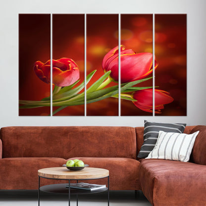 Red Tulip Lover Botanical Canvas Print