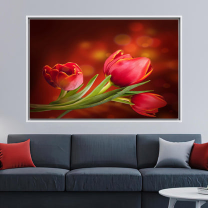 Red Tulip Lover Botanical Canvas Print