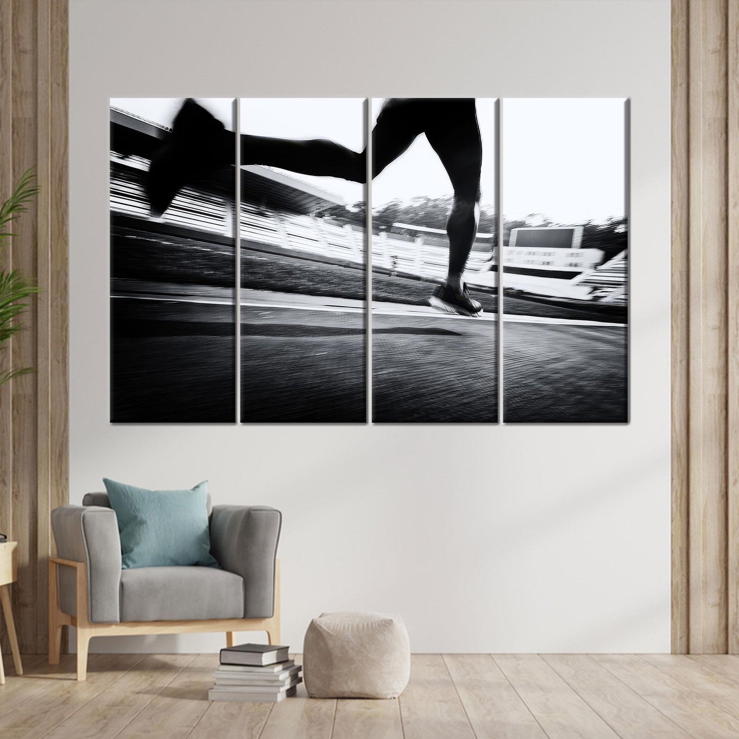 Sports Theme Handmade Running Couples Canvas Print