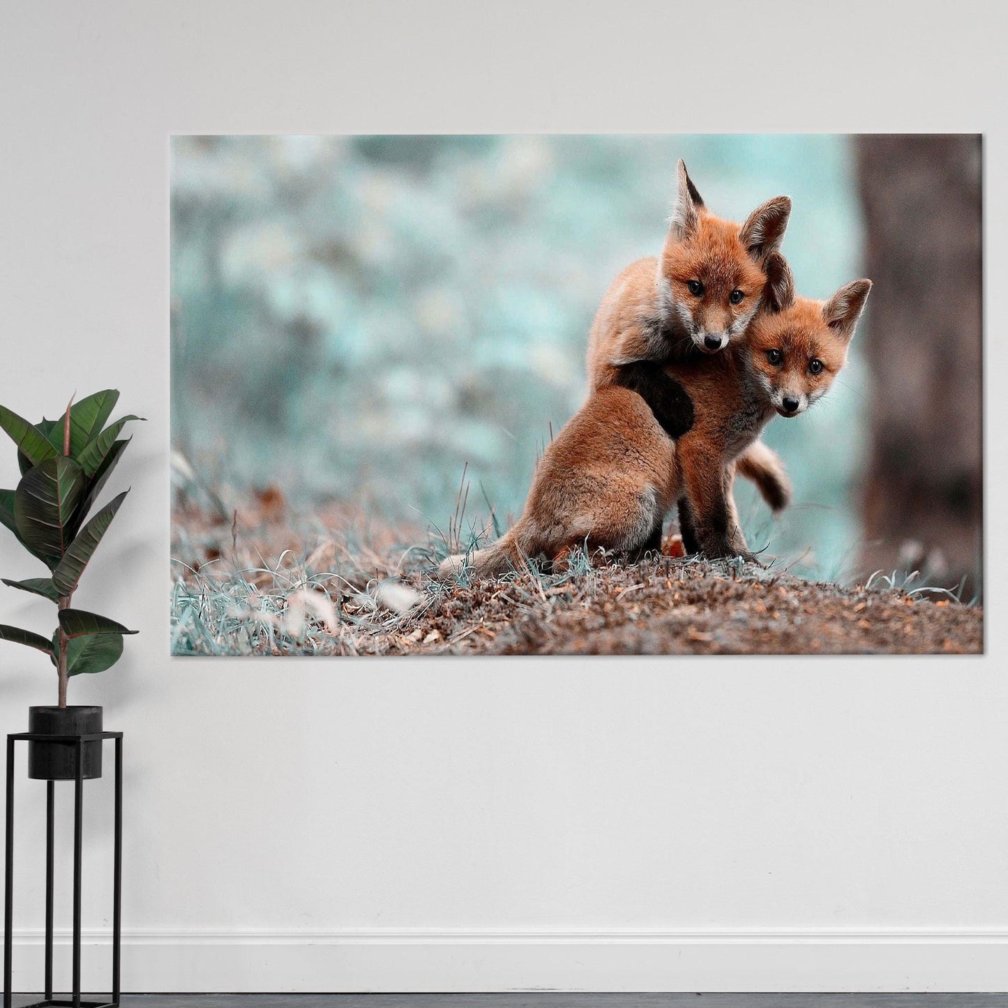 Fox Art Canvas: Personalized Baby Gift, Fox Lover Wall Decoration, Cute Animal Canvas Decor