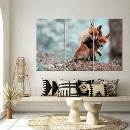 Fox Art Canvas: Personalized Baby Gift, Fox Lover Wall Decoration, Cute Animal Canvas Decor