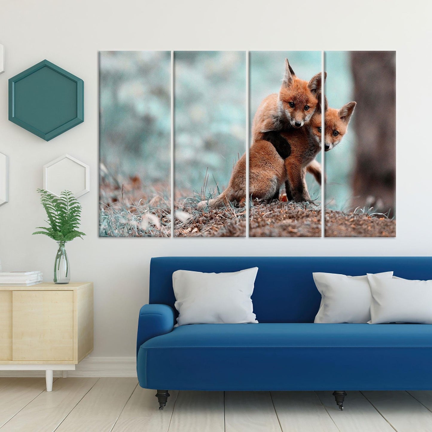 Fox Art Canvas: Personalized Baby Gift, Fox Lover Wall Decoration, Cute Animal Canvas Decor