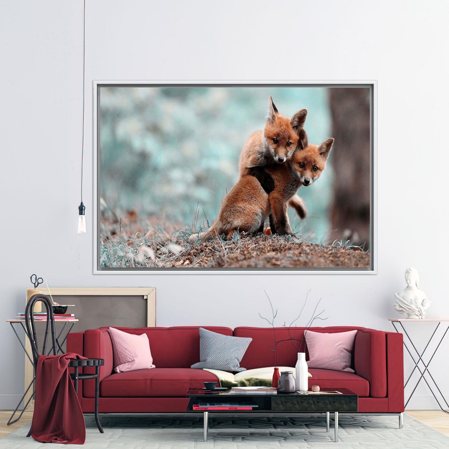 Fox Art Canvas: Personalized Baby Gift, Fox Lover Wall Decoration, Cute Animal Canvas Decor