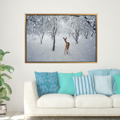 Deer Winter Landscape Canvas Print