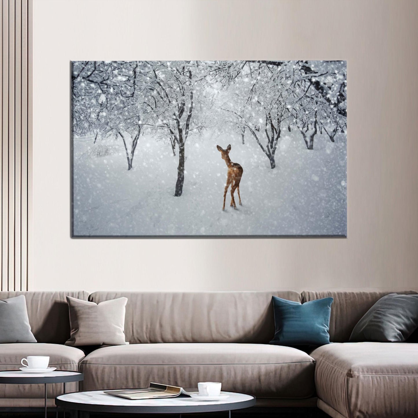 Deer Winter Landscape Canvas Print