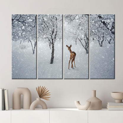 Deer Winter Landscape Canvas Print