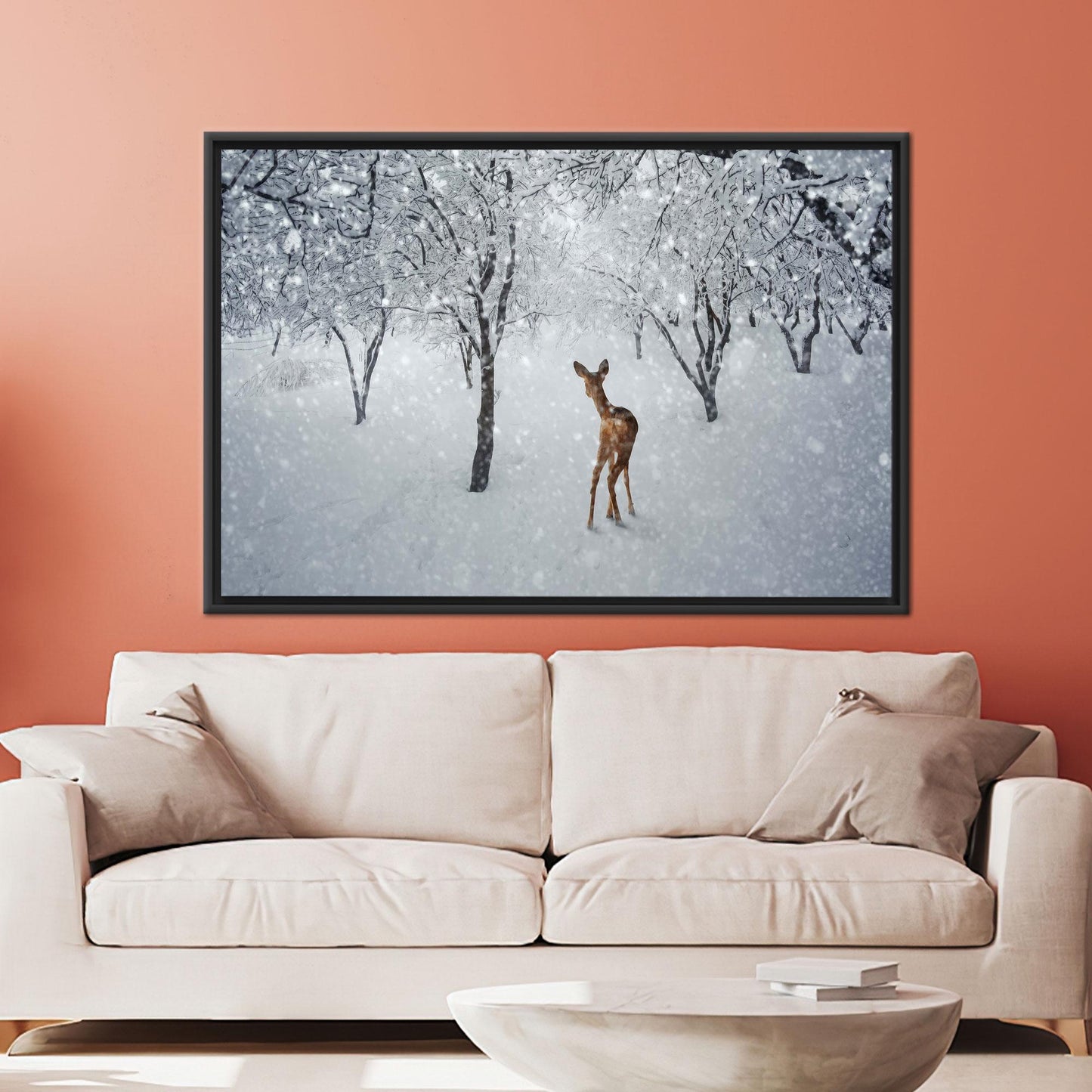 Deer Winter Landscape Canvas Print