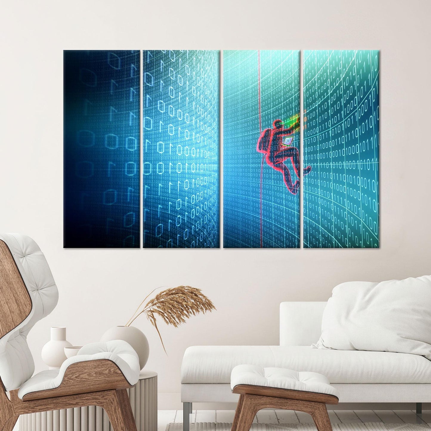 Matrix Code Cyber Binary System Canvas Print