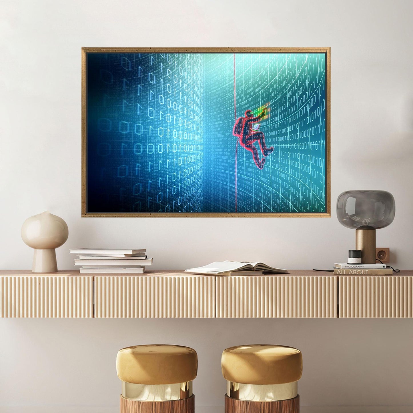 Matrix Code Cyber Binary System Canvas Print
