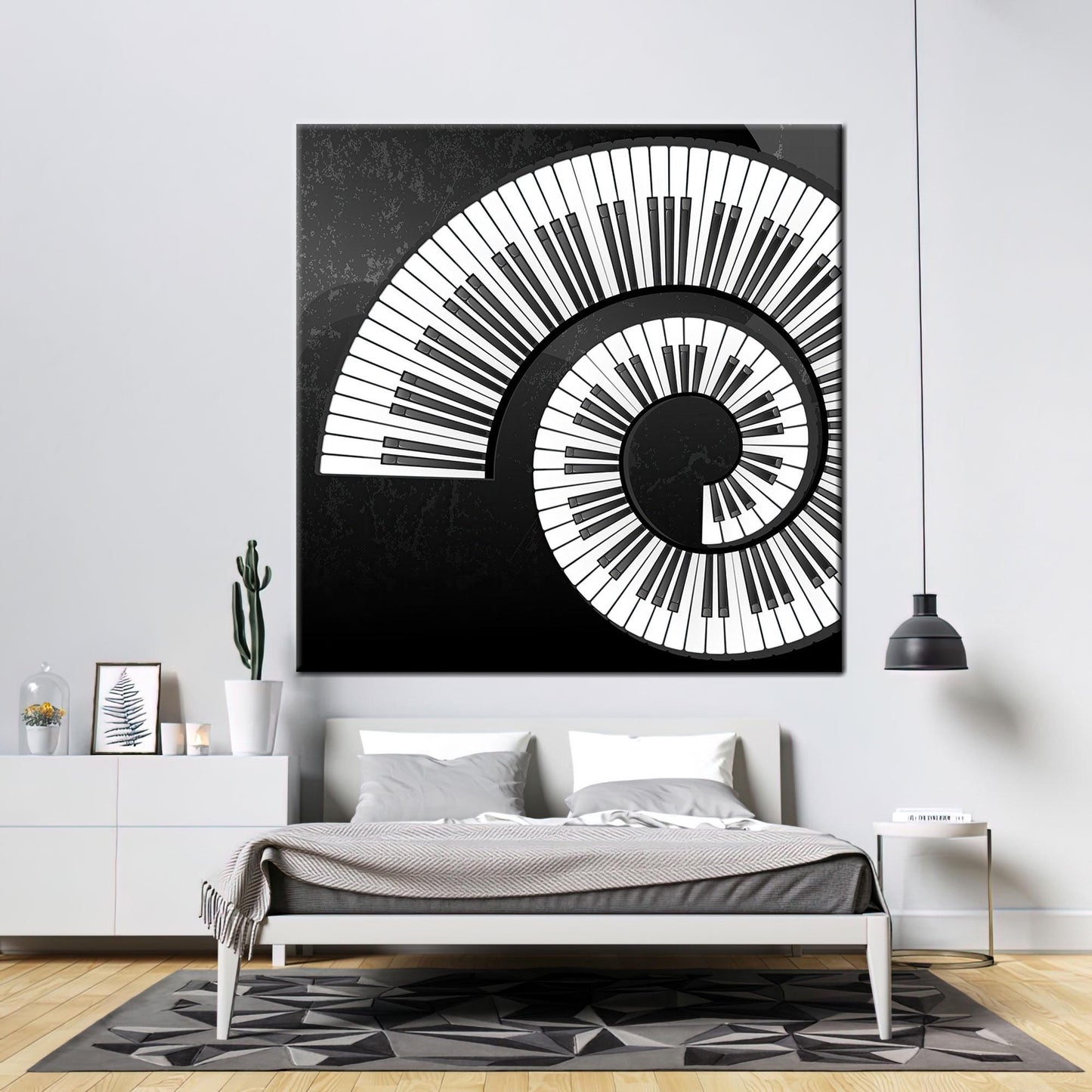 Black and White 3D Piano Canvas Print