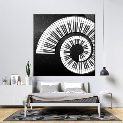 Black and White 3D Piano Canvas Print