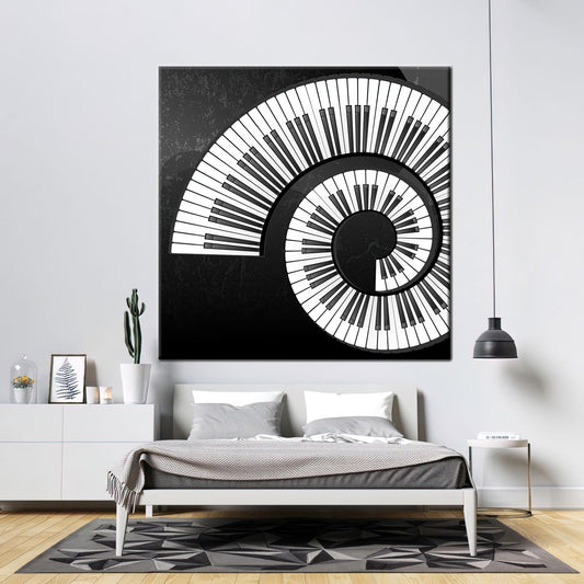 Black and White 3D Piano Keys Poster Canvas Wall Art for Music Lovers