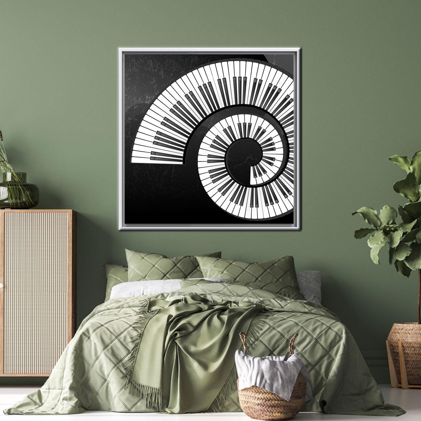 Black and White 3D Piano Canvas Print