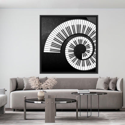 Black and White 3D Piano Canvas Print