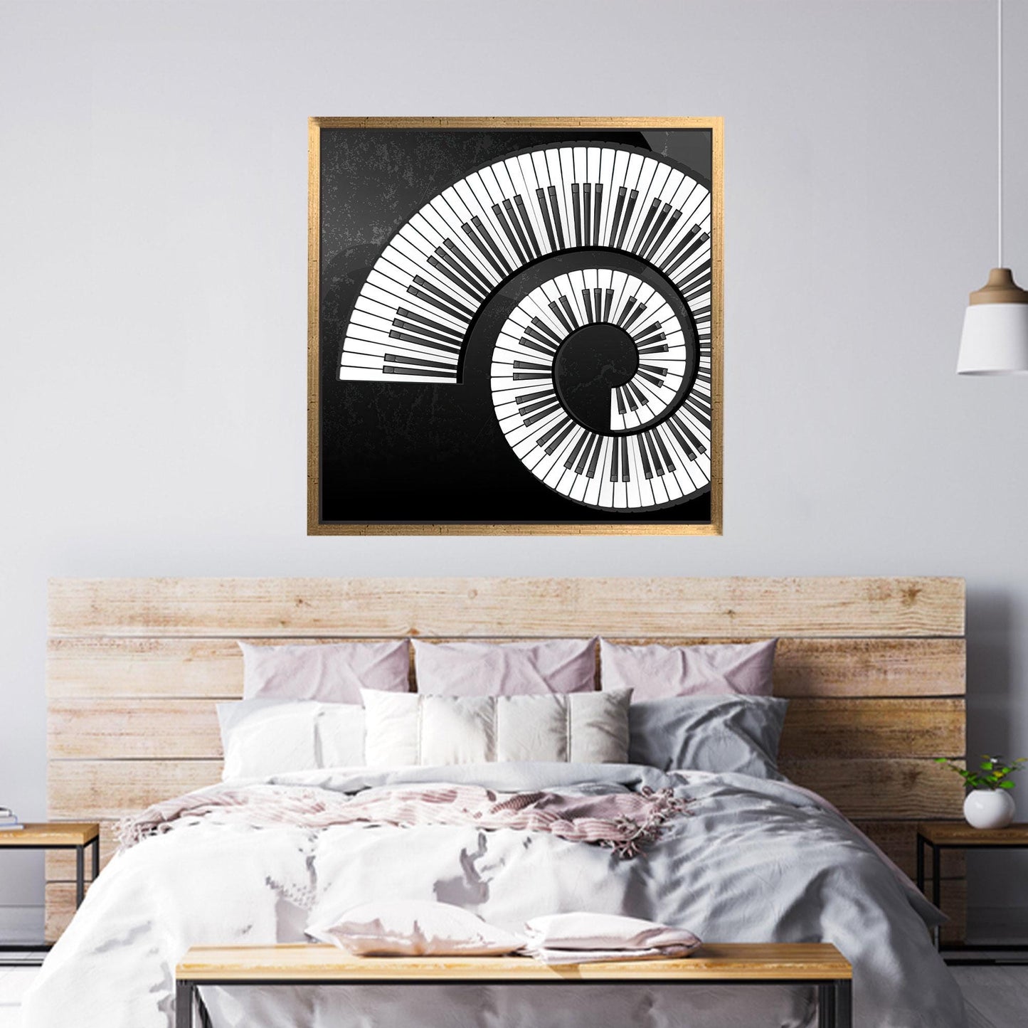 Black and White 3D Piano Canvas Print